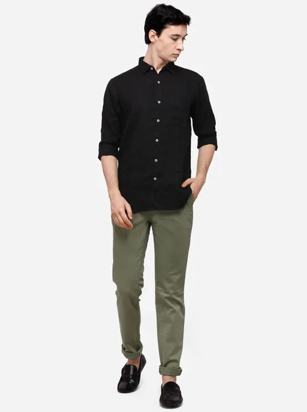 Black Slim Fit Solid Casual Shirt | JadeBlue