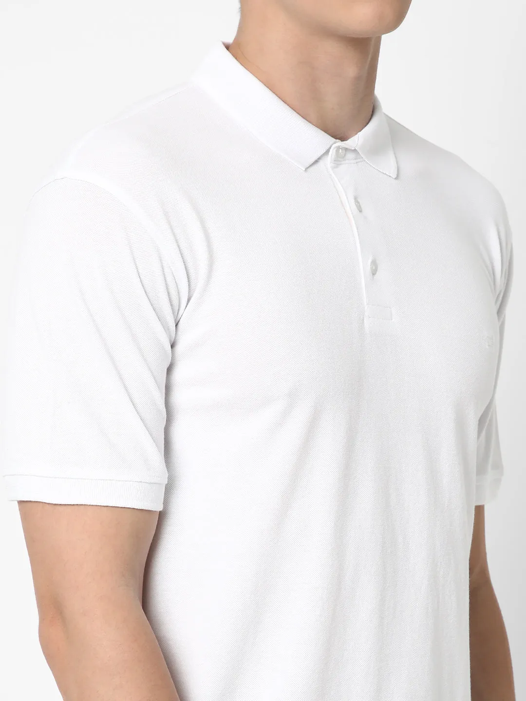 Cotstyle Cotton Fabrics Polo Short Length Plain Half Sleeve Casual & Daily Wear Men's T Shirts - Pack of 1 - White Colour