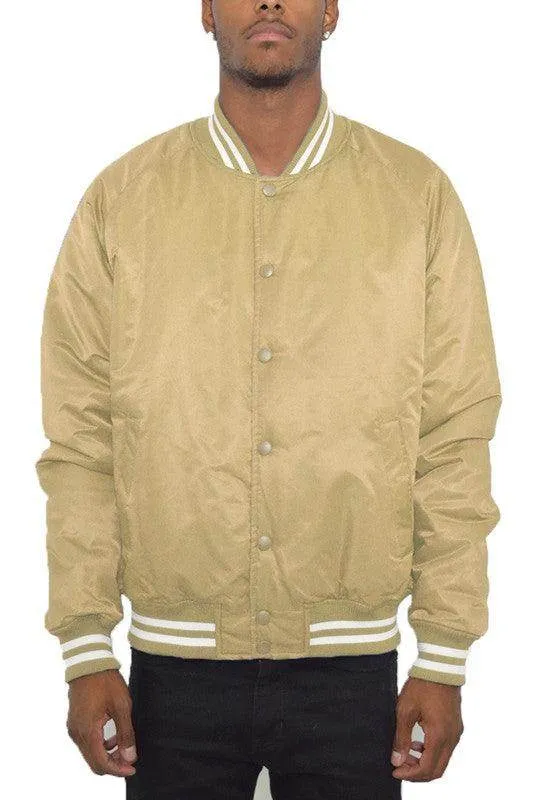 Mens Solid Color Varsity Jackets