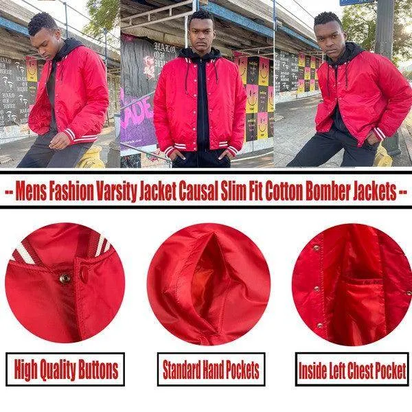 Mens Solid Color Varsity Jackets