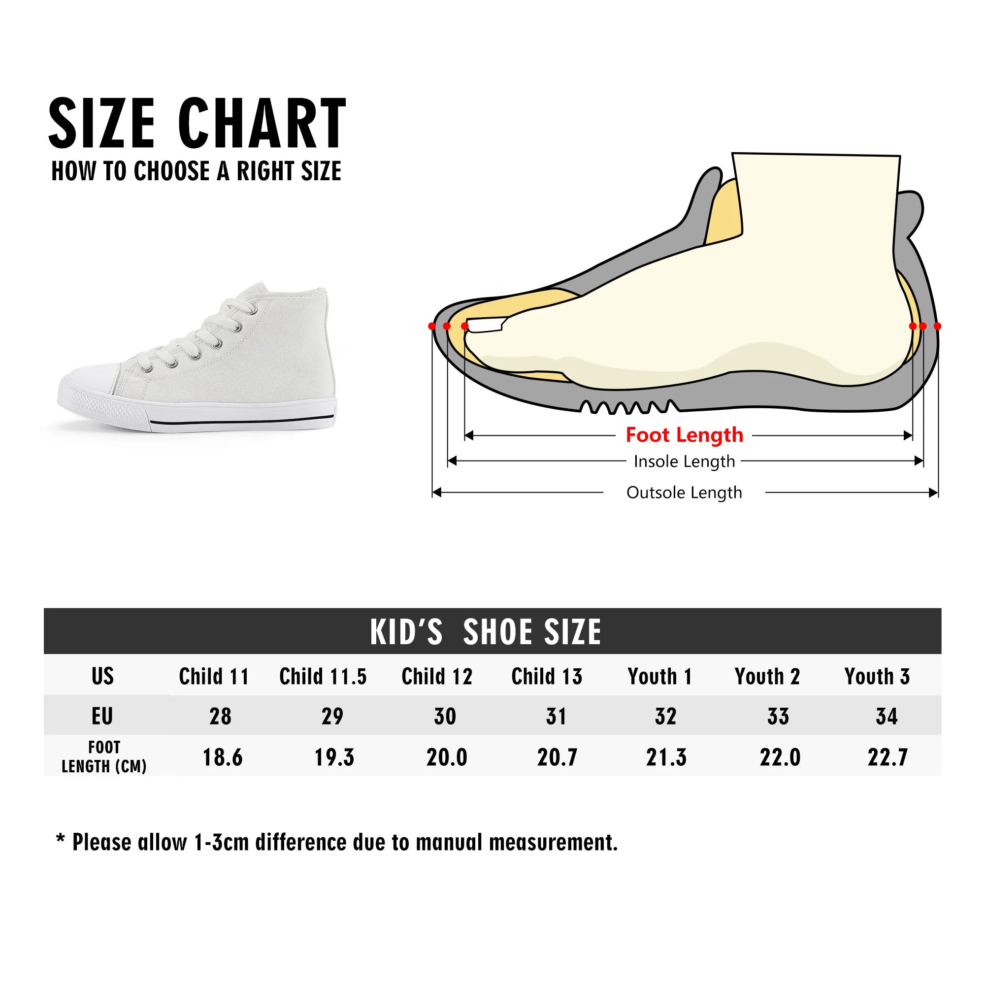 Personalize Graffiti Style Letters- Kids High Top Canvas Shoes