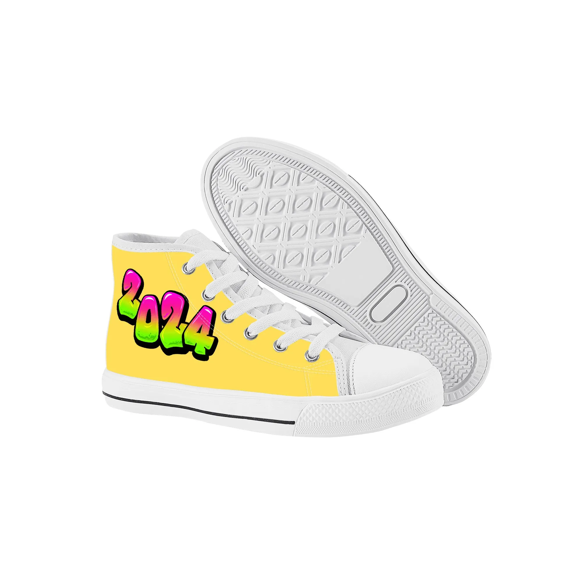 Personalize Graffiti Style Letters- Kids High Top Canvas Shoes