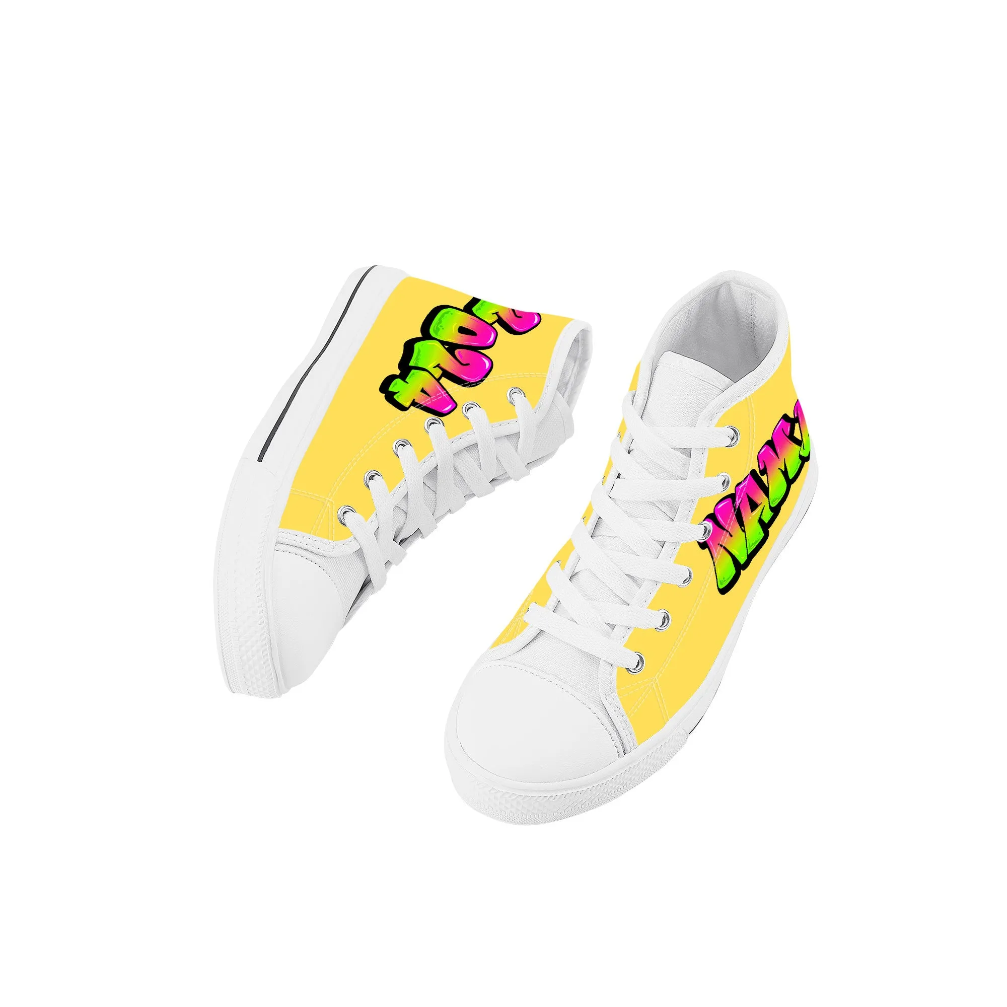 Personalize Graffiti Style Letters- Kids High Top Canvas Shoes