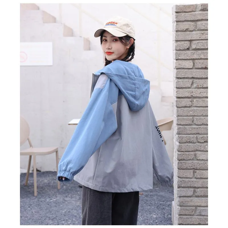 Printed Loose Fit Harajuku Style Cute Raincoat Hooded Jacket