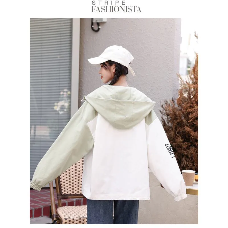 Printed Loose Fit Harajuku Style Cute Raincoat Hooded Jacket