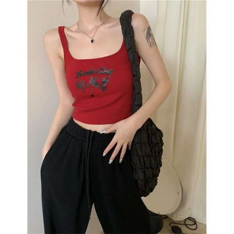 Sports Cropped Sleeveless Retro Tank Top