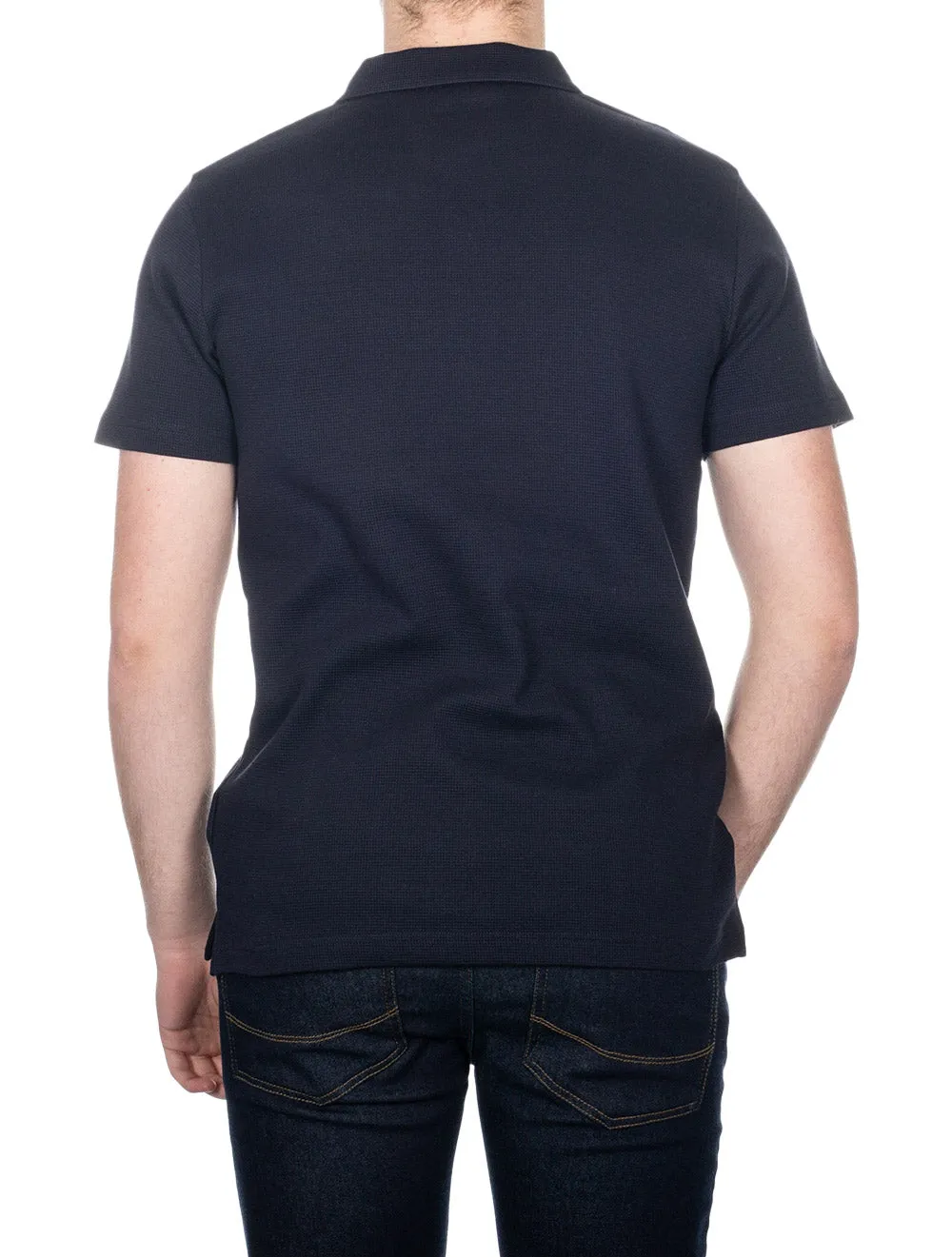Waffle Texture Piqué Polo Shirt Evening Blue