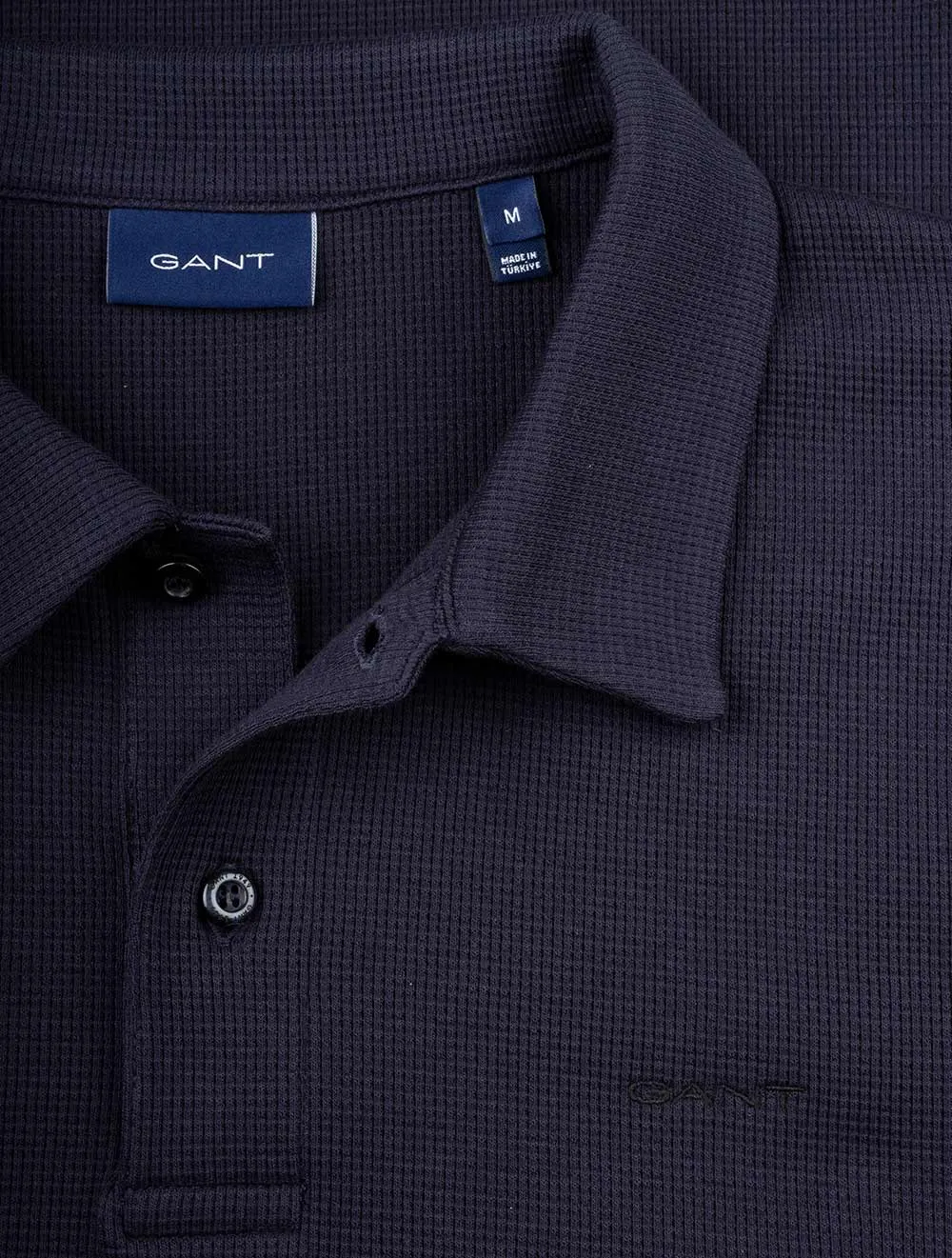Waffle Texture Piqué Polo Shirt Evening Blue