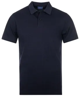 Waffle Texture Piqué Polo Shirt Evening Blue