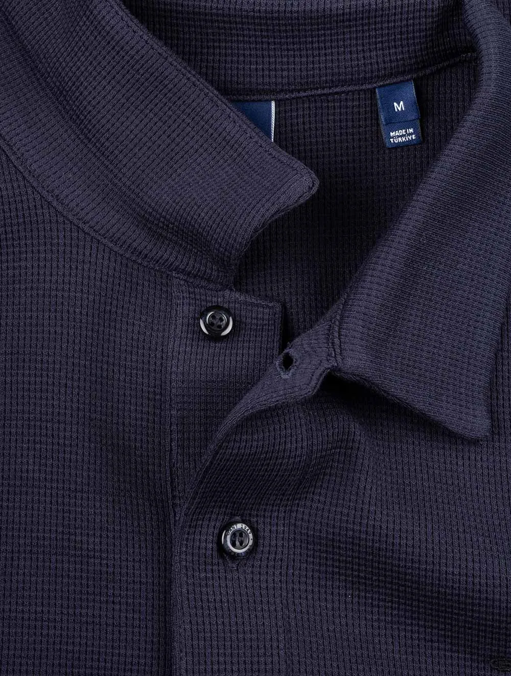 Waffle Texture Piqué Polo Shirt Evening Blue